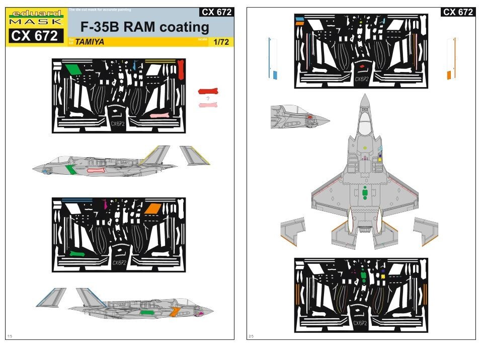 Eduard 1/72 scale F-35B RAM paint mask for Tamiya - CX672 Eduard 1/72 scale F-35B RAM paint mask for Tamiya - CX672