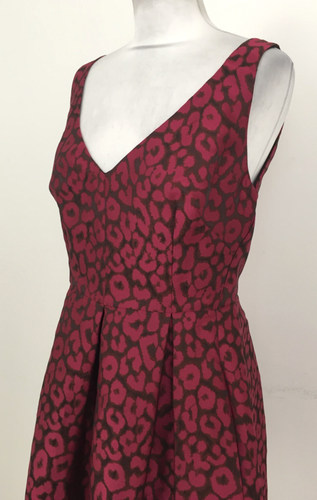 Tegan Women's Dress Size 12 Pink & Brown Animal Print Fit & Flare Pleats New F1 - Picture 7 of 12