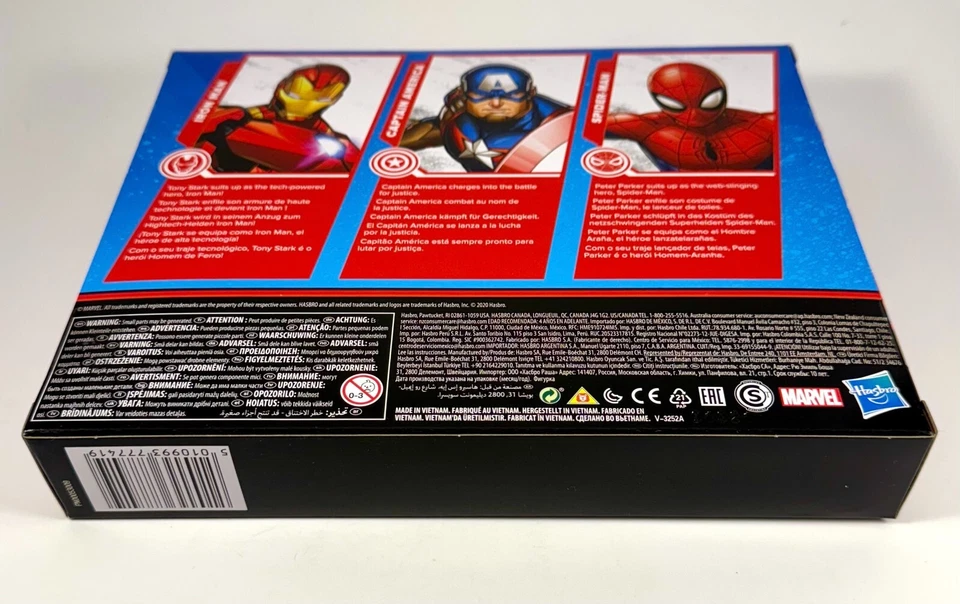 Paquete de 3 figuras de juguete Hasbro Marvel Iron Man, Spider-Man, Capitán América de 6 pulgadas Foto 3 de 4
