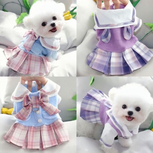 Dog Clothes Puppy Dress Skirt Cat Dog Harness Knitted Sweater Warm Coat Poodle - Picture 1 of 34