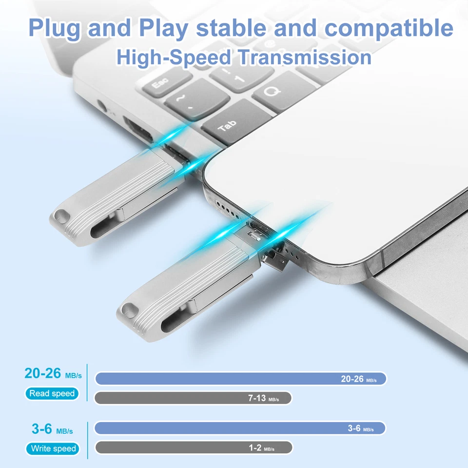 3 in 1 USB 3.0 Flash Drive OTG Pen Stick U Disk per iPhone iPad IOS Android PC - Immagine 2 di 4