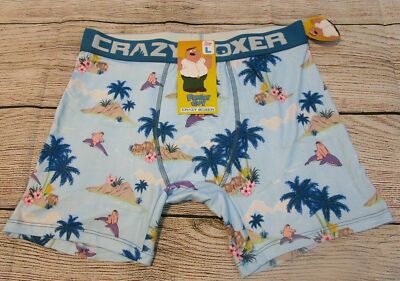 Crazy Boxer Family Guy Peter Hawaiian Tropical Dolphin Blue Boxer Briefs NWT