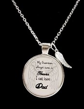 Memorial Necklace Dad In Heaven Necklace Guardian Angel Father Remembrance Wing