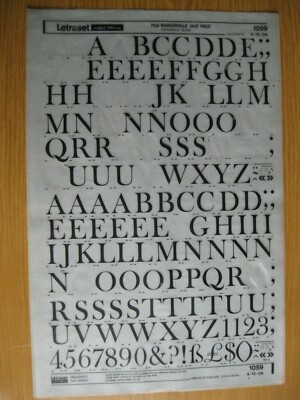 0,1 x Letraset Upper & Num BASKERVILLE OLD FACE 72pt 18,8mm Blatt 1059 (h)