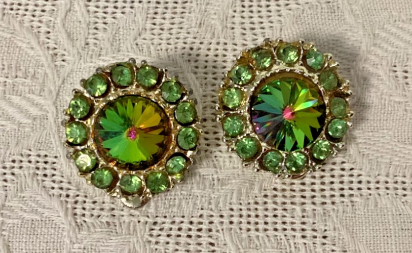 RIVOLI Watermelon Green Apple Glass Earrings Clip