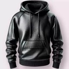 Men's Black Premium Leather Hoodie Handmade Genuine Lambskin Leather Jacket