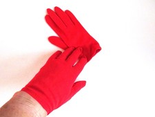 1970s Red Wrist Length Fashion Gloves - Nylon Stretch Fits All Sizes