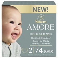 Pampers Amore, Size 2 10-22 lbs , 74 Count, Our Best Diaper 2, White