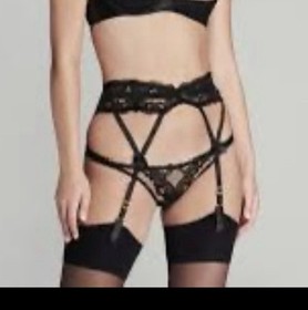 Agent Provocateur Black Suspenders Garter Belt Size 3