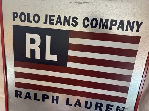 Vtg LARGE RALPH LAUREN POLO JEANS COMPANY RL FLAG GALVANIZED METAL STORE SIGN - Picture 8 of 9