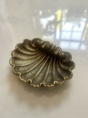 Vintage massiv Messing Muschelform Schmuck Aschenbecher Schale 