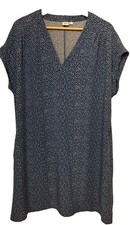 Gap V-Neck Dress Womens Large Blue/White Confetti Print Short Sleeve Shift Rayon