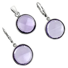 Premium Quality Amethyst - Brazil 925 Silver Pendant Earrings Jewelry Set T-1015