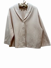 Shadowline Bed Jacket Sz L Quilted Cozy Snaps Pastel Pink