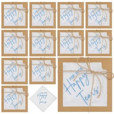 12 Sets Wedding Handkerchief Embroidered Handkerchief with Scallop Lace Edges...