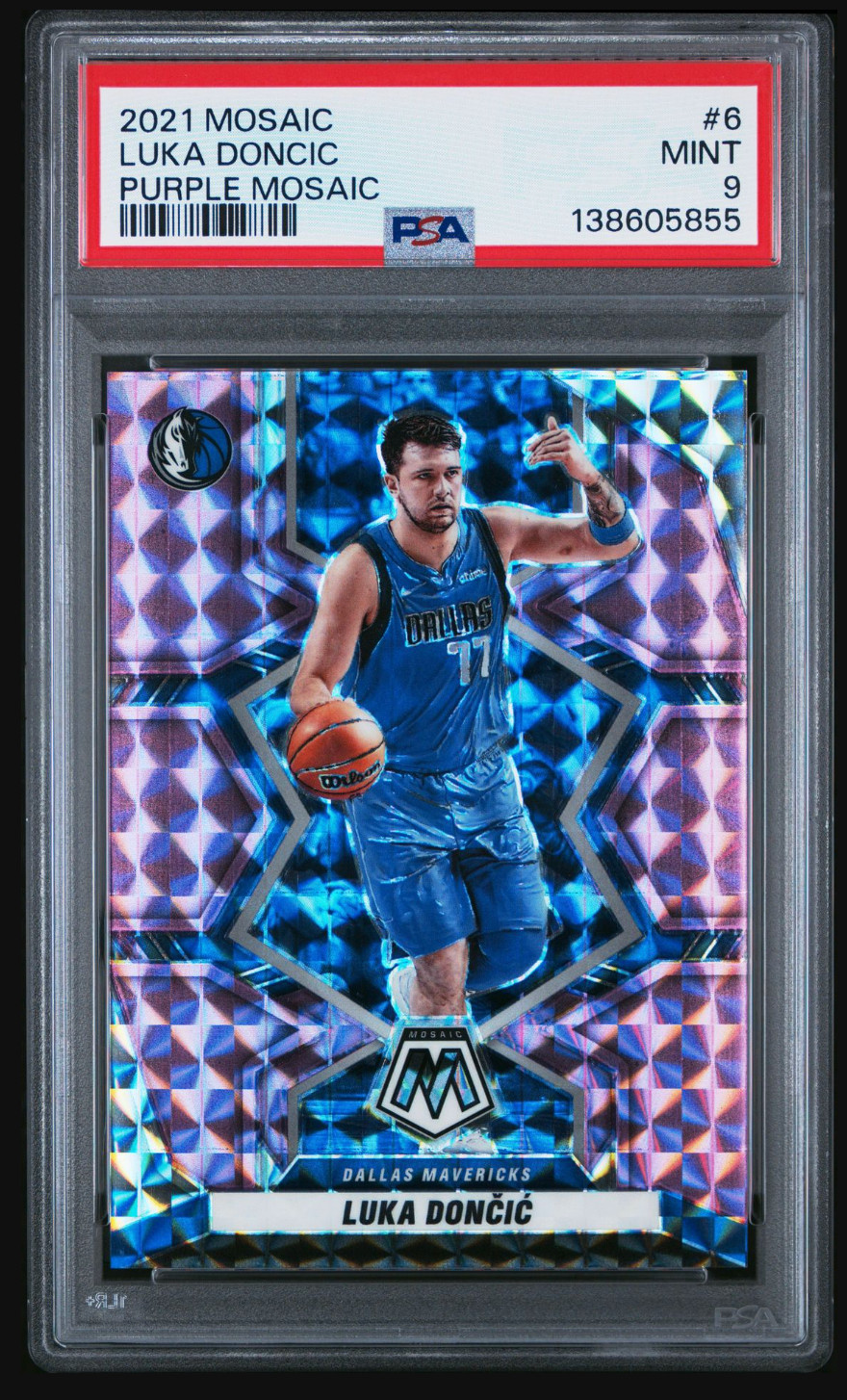 2021 Mosaic Luka Doncic #6 Purple Mosaic /49 PSA 9 Mavericks Lakers SSP