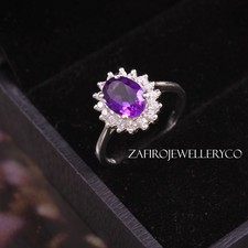 Amethyst Ring, Stackable Ring, February Birthstone, Engagement Ring, Prong Ring