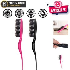 Compact Boar Bristle Hair Brush Duo - Fuchsia and Black for Effortless Styling
