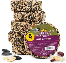 Nut & Fruit Snack Stack Wild Bird , Bird Seed Cake for outside Feeders, 6-Pack