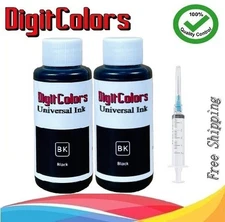2x100ml Premium Refill Bulk Black Ink for All HP Canon Lexmark Printers