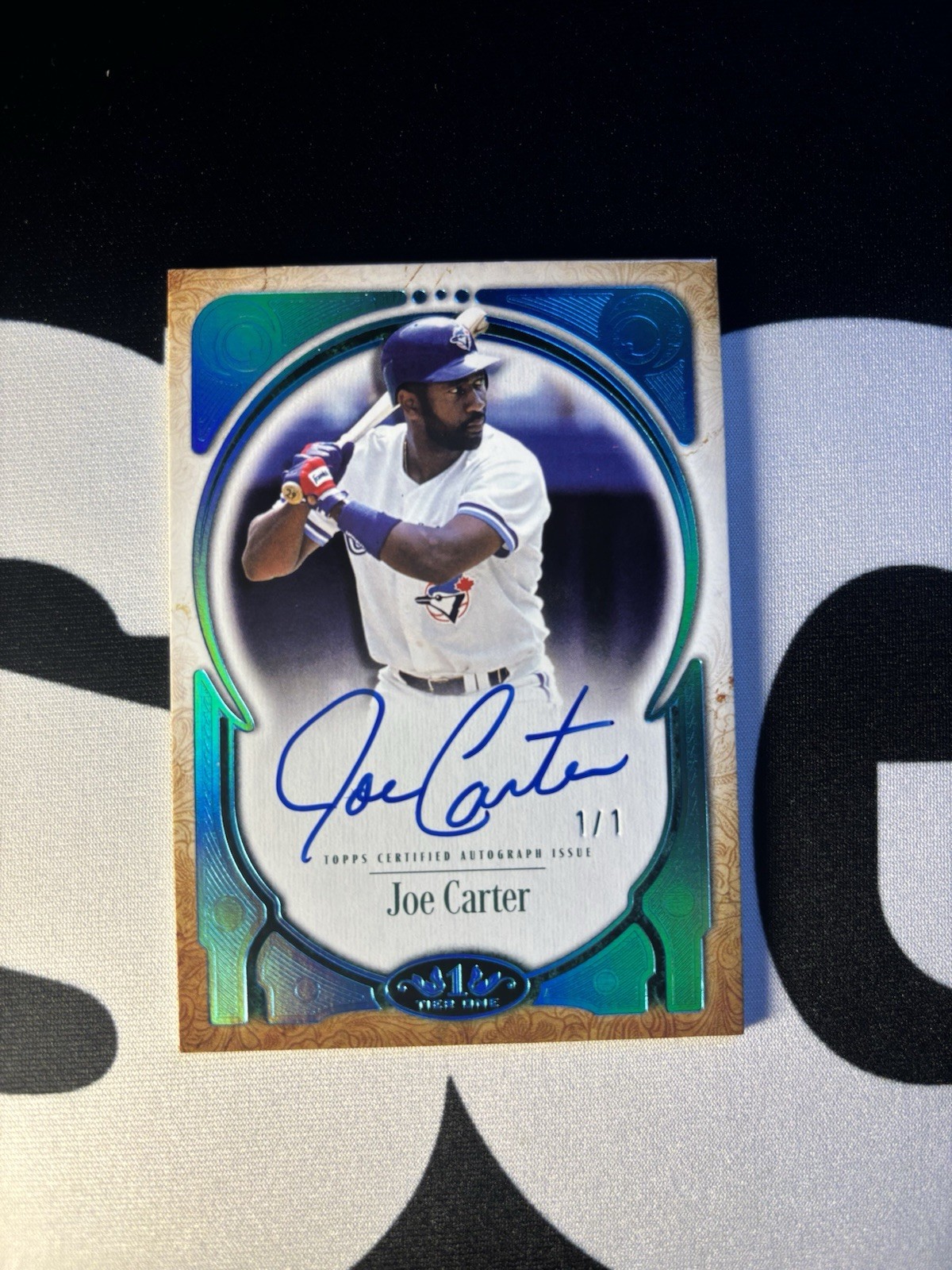 2026 Topps Tier One - Joe Carter Prime Performers On-Card Auto Platinum 1/1 view 1