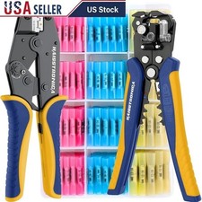 200PCS Heat Shrink Butt Connectors Crimping Tool Wire Stripper Ergonomic Design