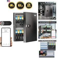 Key Lock Box with Dual Lock 32 Key Cabinet Wall Mount Lockable Secure Storage