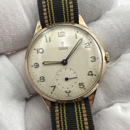 Tudor 9k Solid Gold Rolex Case Men’s 32mm Vintage Mechanical Wristwatch