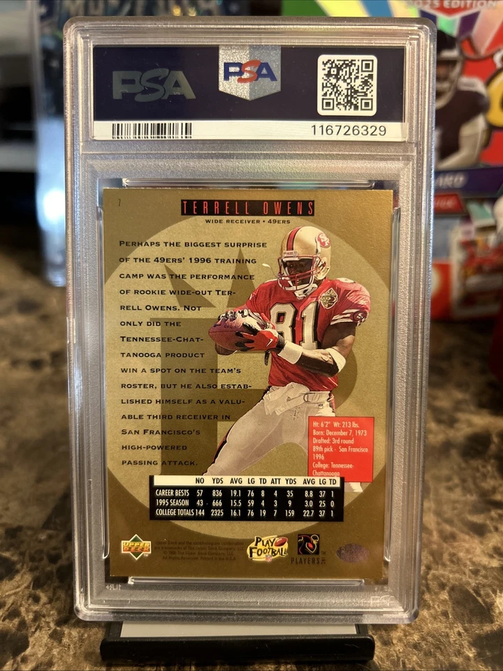 1996 Upper Deck Terrell Owens Rookie #7 SP SF 49ers RC HOF (PSA 8 NM-MT) - Image 2 of 2