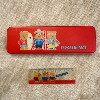 [Rare Item] Showa Retro SPORTS TEAM Kuma Can Pencil Case Pencil Case with Bonus