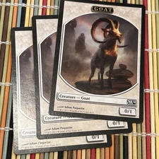 Goat Token x3 Core Set 2014 Magic MtG  White Free Shipping 
