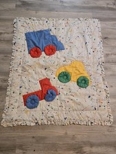 Vintage 80s Glenna Jean Balloons Quilted Crib Blanket Cars Handmade