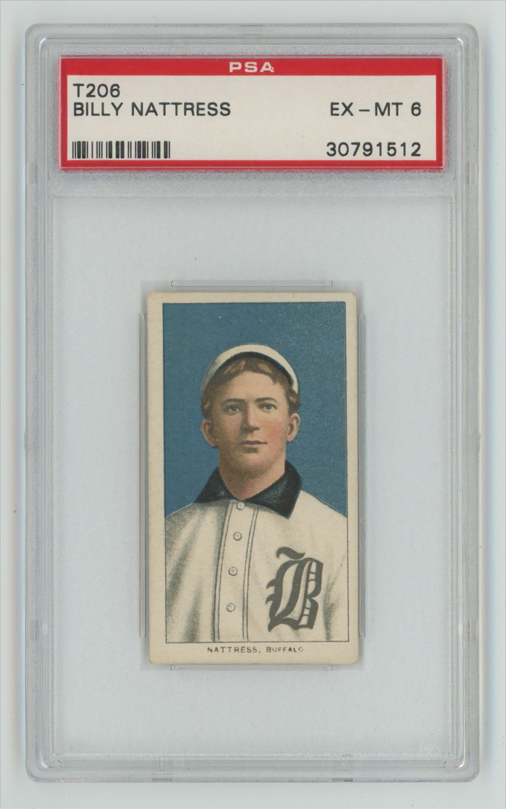 1909 T206 PIEDMONT WHITE BORDER BILLY NATTRESS PSA 6 BUFFALO BISONS