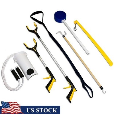 Reacher Grabber Kit Leg Lifter Sock Aid Dressing Stick Bath Sponge Shoe Horn New