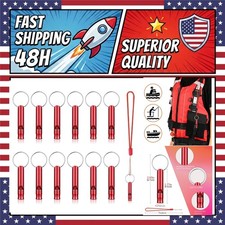 12 Pack Aluminum Survival Whistles with Lanyard Keychain Emergency Camping