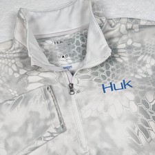Huk Sweatshirt Mens XL Gray Kryptek Yeti Camo 1/4 Zip Fleece Fishing Pullover