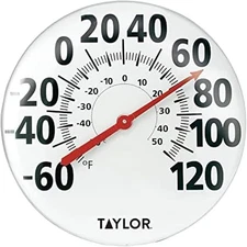Taylor Extra Large Metal Wall Indoor Outdoor Thermometer, Easy to Read Numbers f