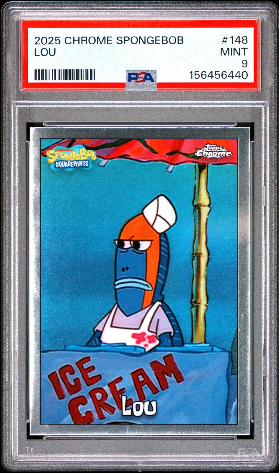 6440 Lou 2025 Topps Chrome SpongeBob SquarePants 25th Anniversary #148 PSA 9
