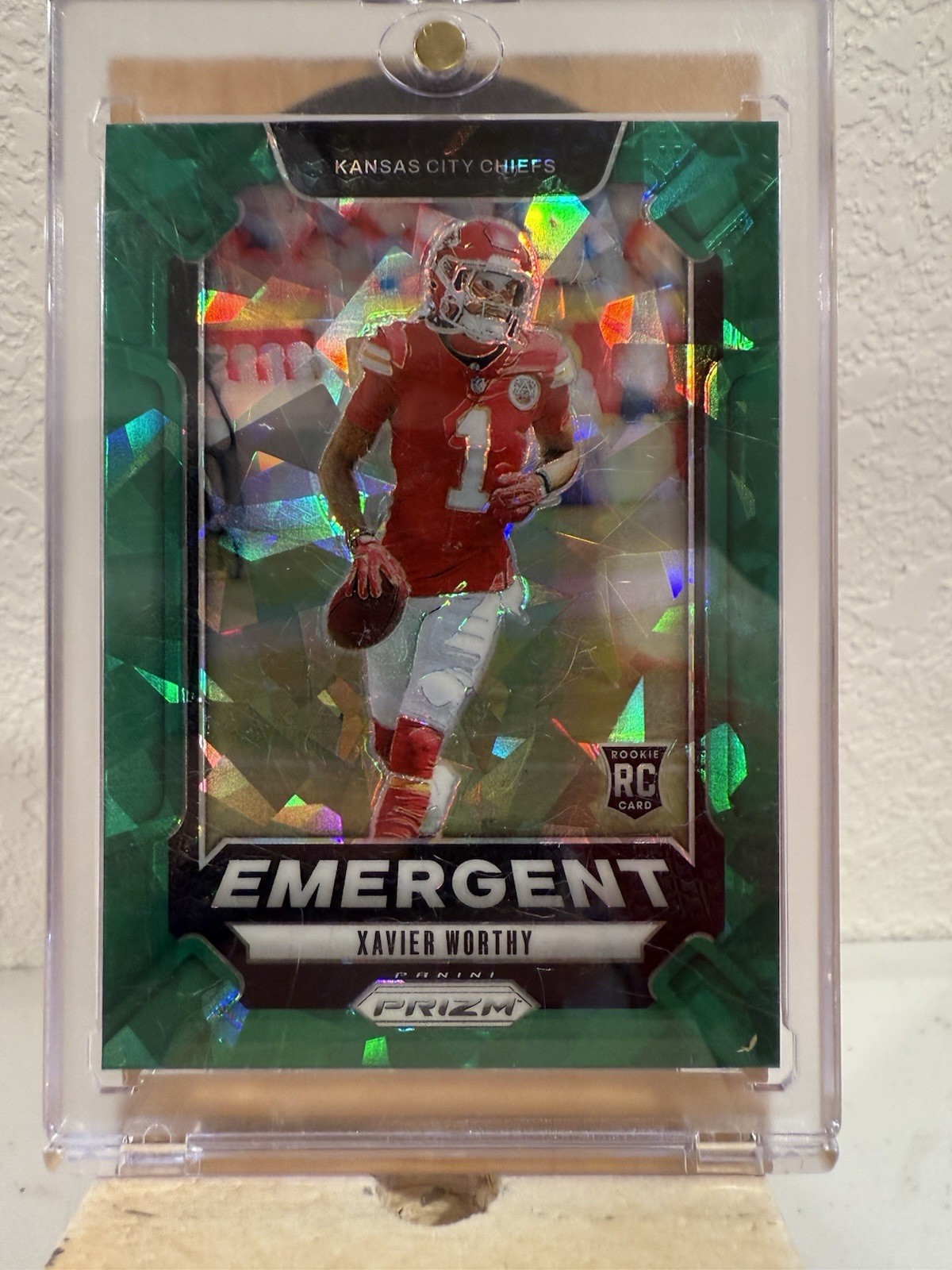 2024 Panini Prizm - Emergent Xavier Worthy #7 Green Ice Prizm (RC)