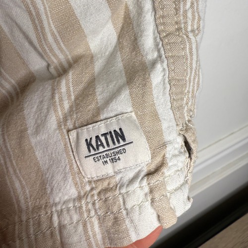 Katin Tan Bianco Righe Cotone Lino Coulisse Corto Uomo Medium - Foto 4 di 6