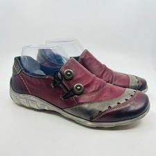 Remonte Slip On Leather Comfort Shoes WMN US7.5-8 EU38 Red/Gray Fashion Walking