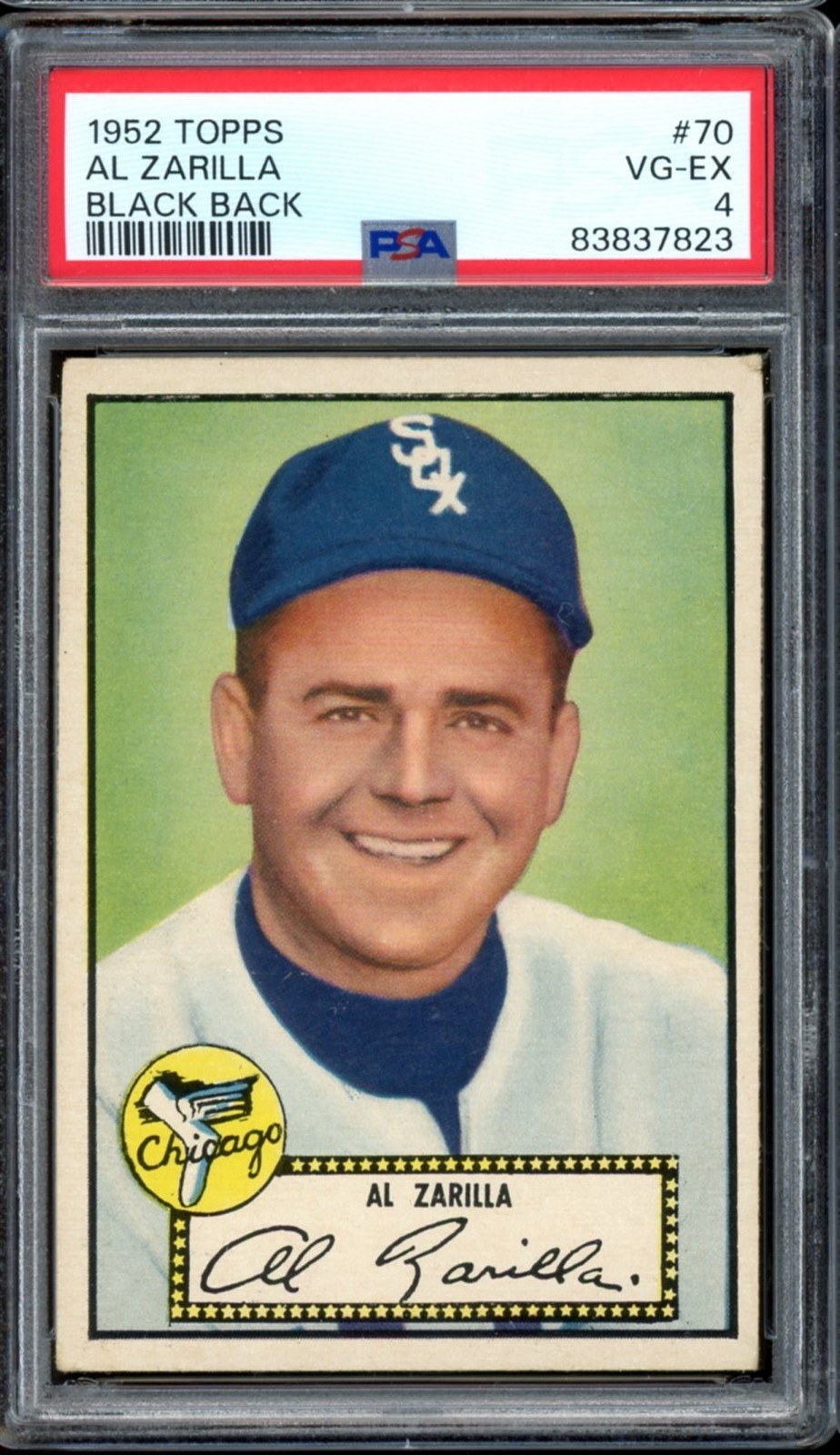 1952 Topps Baseball #70 Al Zarilla Black Back PSA 4