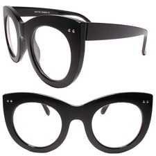 Womens Oversized Exaggerated Retro Cat Eye Clear Lens Eye Glasses Black Frame