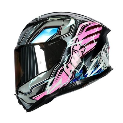 Full Face Helmet DOT ECE Certified Dual Visor Glow-in Dark Thunder Pink XL Force