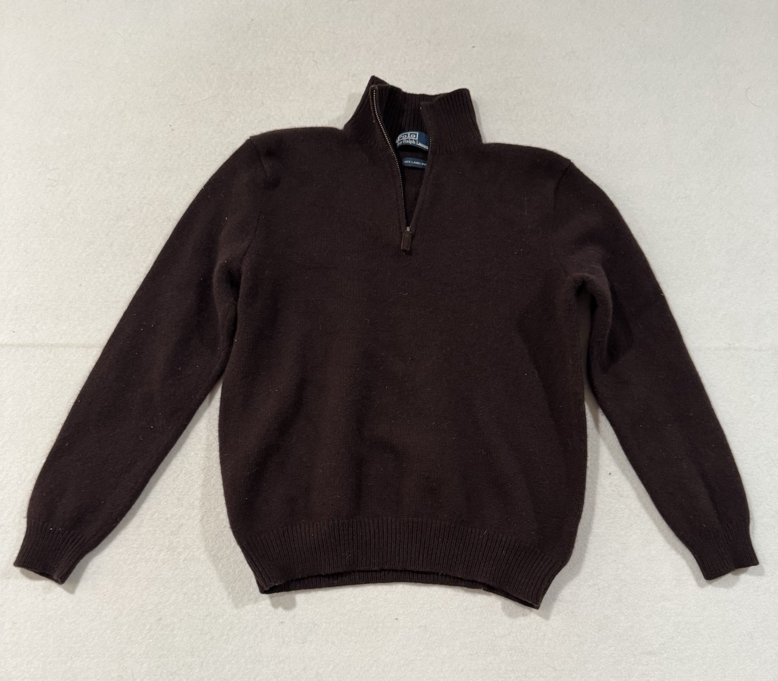 Polo Ralph Lauren Men's Pullover 100% Lamb Wool Brown Sweater L