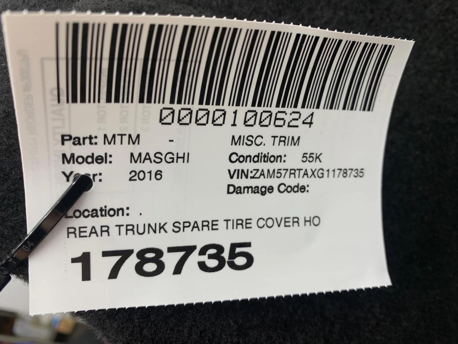 2014 - 2019 MASERATI GHIBLI M157 OEM REAR TRUNK SPARE TIRE CARPET COVER | WEAR