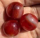 Lot of 3 JABO Classics Swirl Marbles .59" - .60" Mint Condition Cherry Red — photo 2