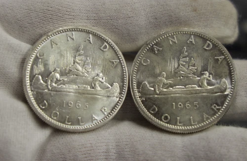 (2) 1965 Canada .800 Silver Dollars Unc