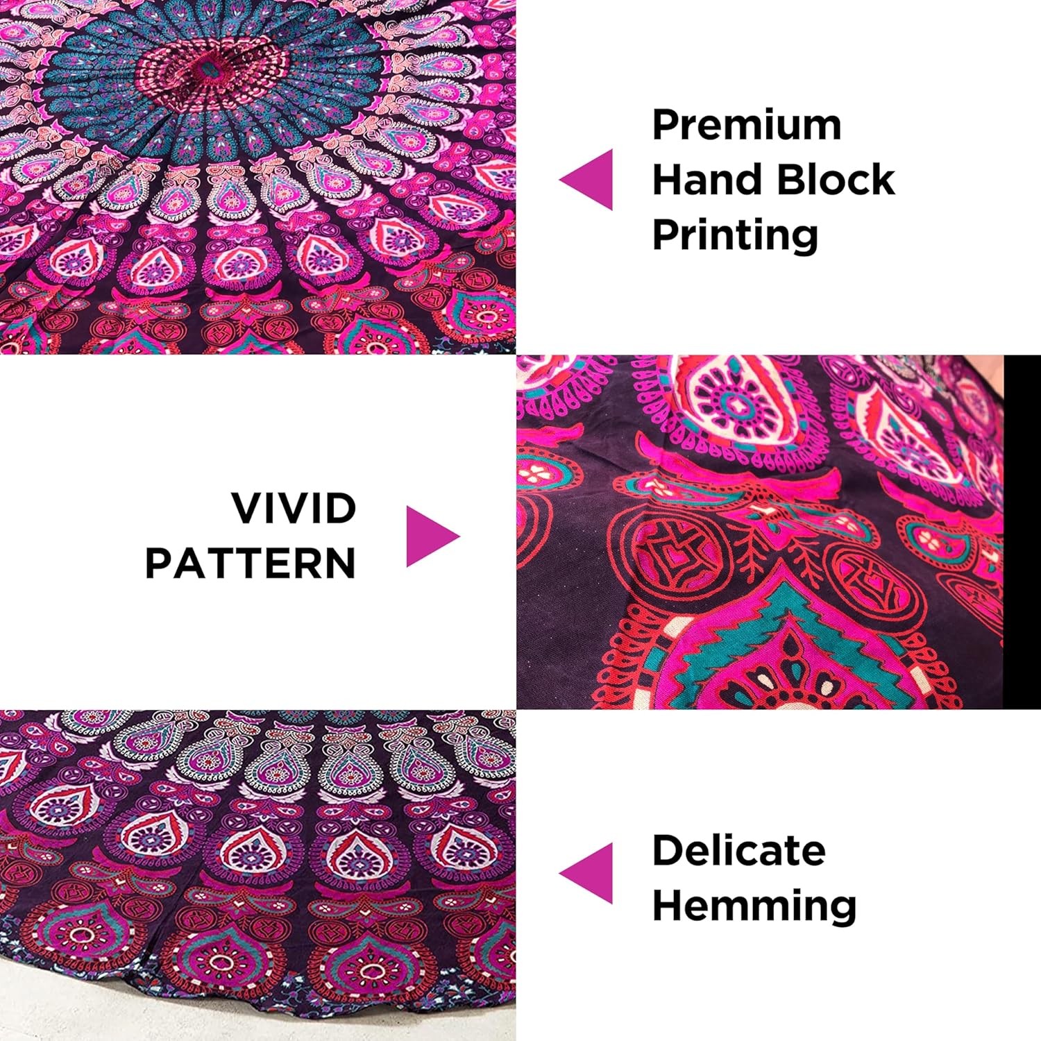 raajsee Purple Round Beach Tapestry Hippie/Boho Blanket Mandala/Indian... 