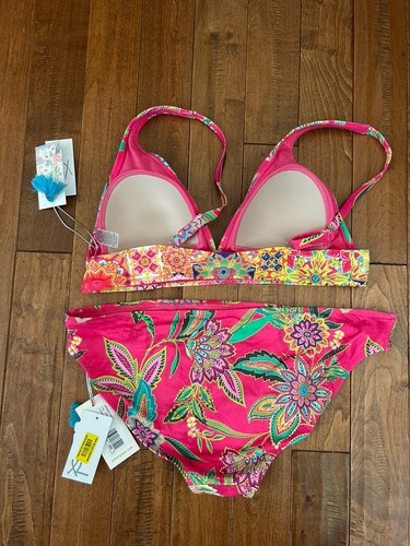 Nuovo JOHNNY WAS XL FENICOTTERO HALTER BIKINI TOP E HIPSTER BOTTOM SET $206 vendita al dettaglio - Foto 2 di 6
